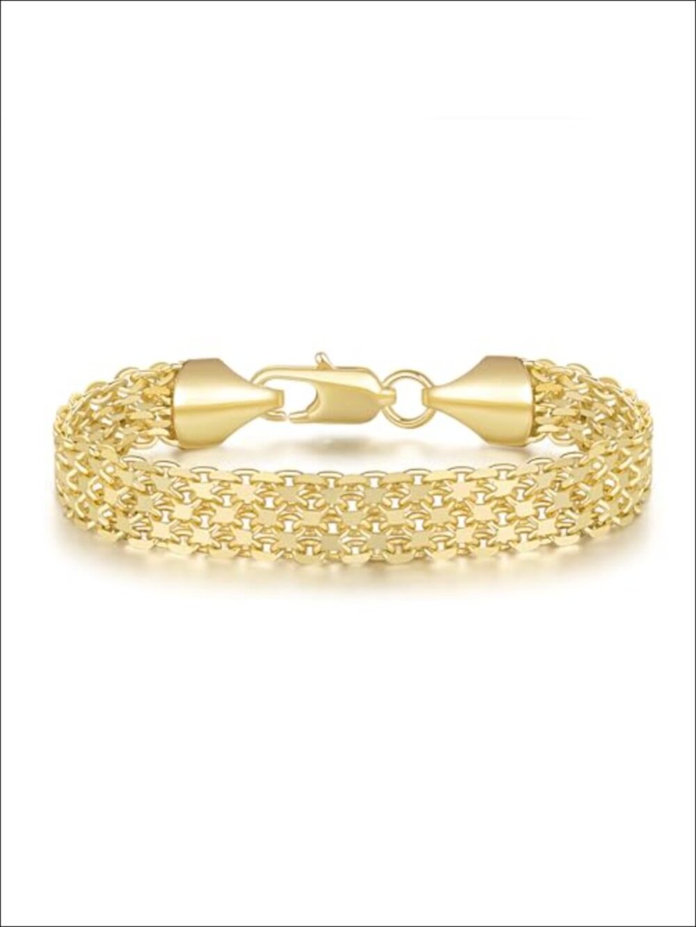 14K Gold Plated Widen Chain Bracelet for Women with Lobster Claw Clasp